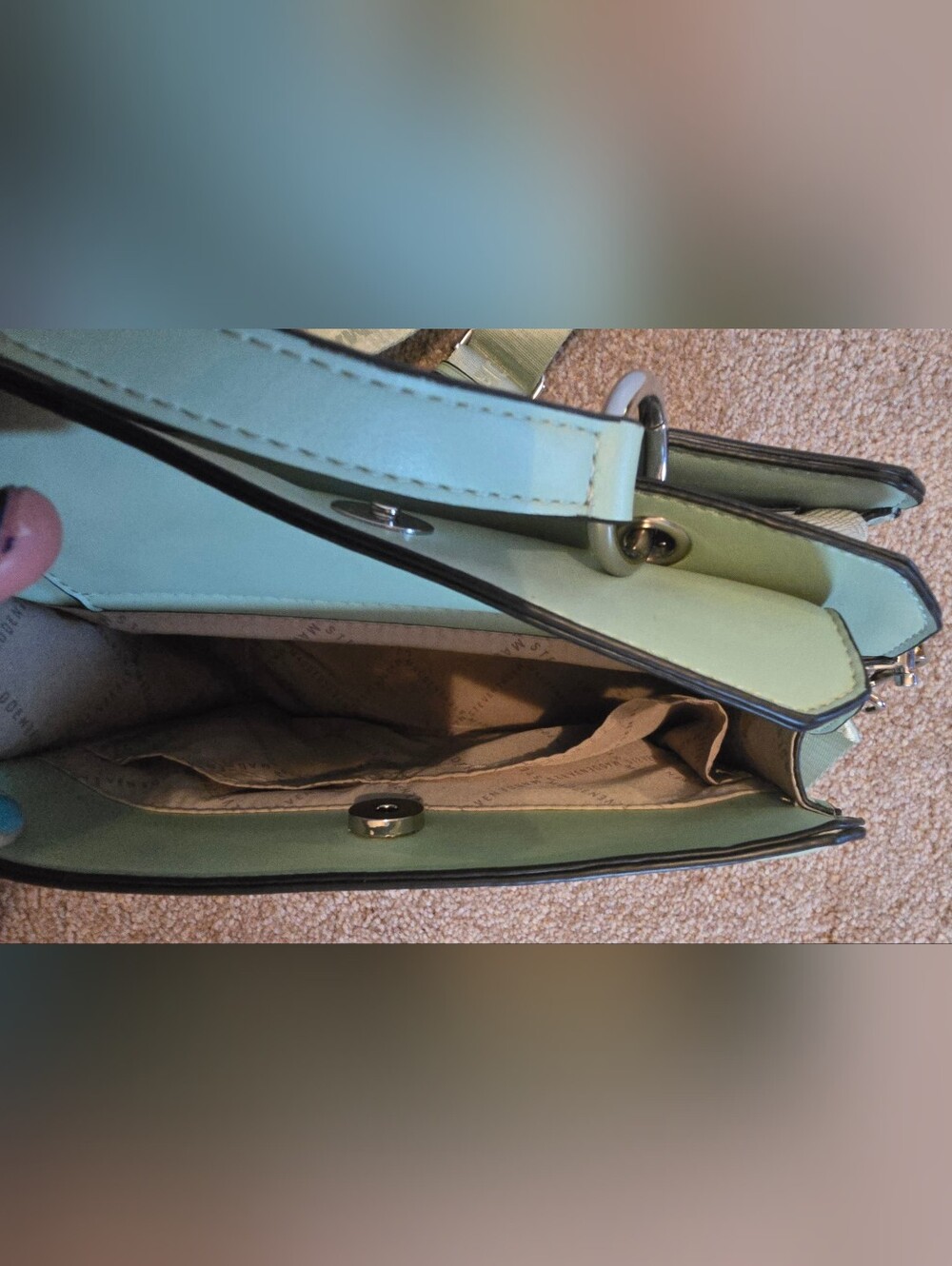 Steve Madden Bevelyn Mint Green Top-Handle Satchel - Picture 8 of 11